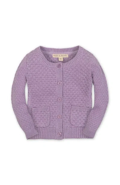 Hope & Henry Kids' Organic Long Sleeve Textured Cardigan Sweater In Purple