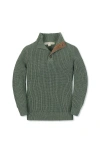 Hope & Henry Kids' Organic Mock Neck Cardigan Stitch Sweater In Green
