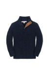 Hope & Henry Kids' Organic Mock Neck Cardigan Stitch Sweater In Black