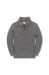 Hope & Henry Kids' Organic Mock Neck Cardigan Stitch Sweater In Gray