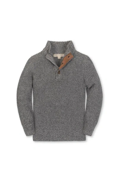 Hope & Henry Kids' Organic Mock Neck Cardigan Stitch Sweater In Gray