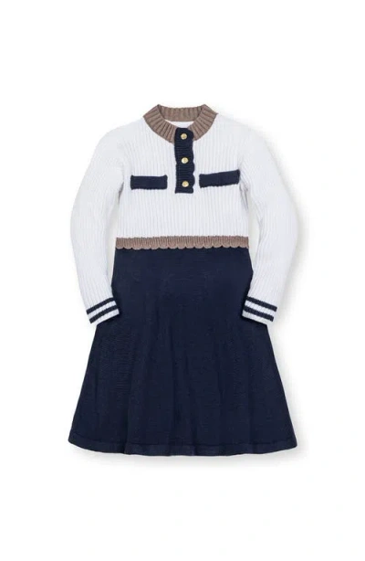 Hope & Henry Kids' Organic Mock Neck Henley Sweater Dress In Multi