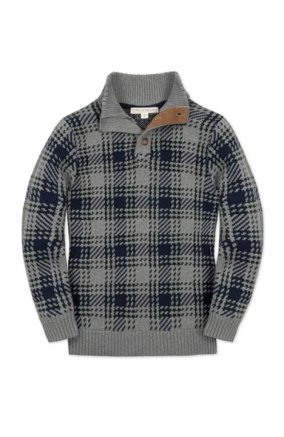 Hope & Henry Kids' Organic Mock Neck Intarsia Sweater In Gray