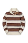 Hope & Henry Kids' Organic Mock Neck Stripe Sweater In Brown