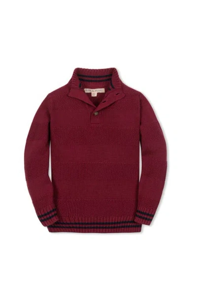 Hope & Henry Kids' Organic Mock Neck Stripe Sweater In Red