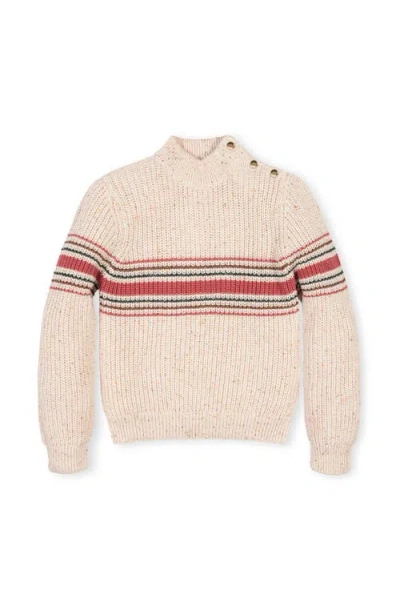Hope & Henry Kids' Organic Mock Neck Sweater With Buttons In Pink