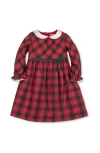 Hope & Henry Kids' Organic Peter Pan Collar Dress With Ruffle Cuffs In Red
