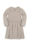 Hope & Henry Kids' Organic Peter Pan Collar Scallop Trim Sweater Dress In Gray