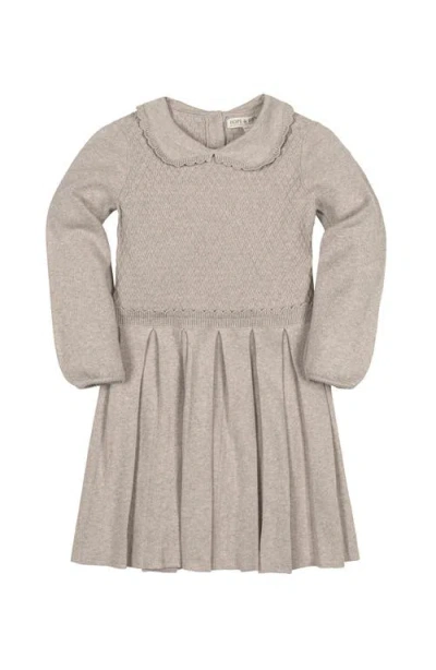 Hope & Henry Kids' Organic Peter Pan Collar Scallop Trim Sweater Dress In Gray