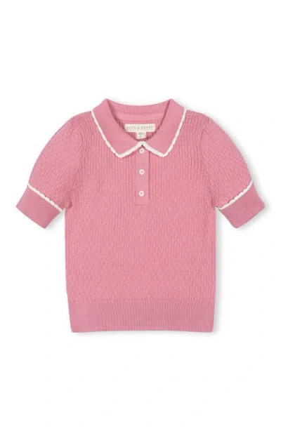 Hope & Henry Kids' Organic Peter Pan Collar Sweater Polo In Purple