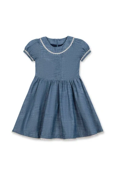 Hope & Henry Kids' Organic Puff Sleeve Pintuck Chambray Dress In Blue