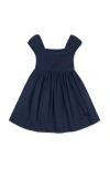 Hope & Henry Kids' Organic Puff Sleeve Pintuck Sateen Party Dress In Blue