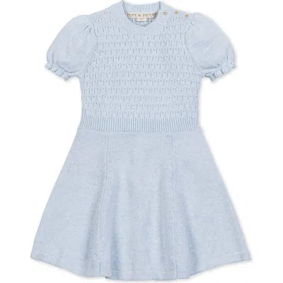 Hope & Henry Kids' Organic Puff Sleeve Sweater Dress In Blue