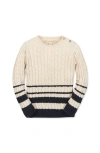 Hope & Henry Kids' Organic Roll Neck Cable Sweater In Neutral