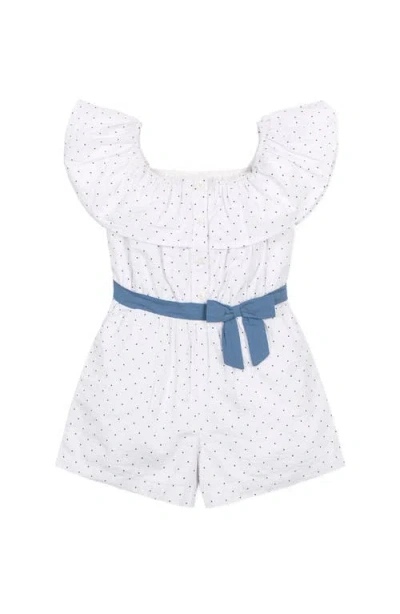 Hope & Henry Kids' Organic Ruffle Collar Button Front Seersucker Romper In White
