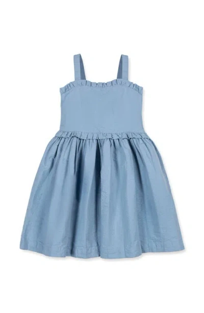 Hope & Henry Kids' Organic Ruffle Edge Seersucker Apron Dress In Blue