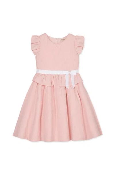 Hope & Henry Kids' Organic Seersucker Ruffle Sleeve Peplum Dress In Pink