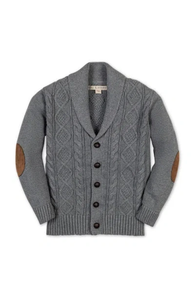 Hope & Henry Kids' Organic Shawl Collar Cable Sweater Cardigan In Gray