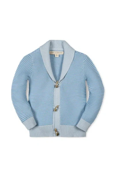Hope & Henry Kids' Organic Shawl Collar Cardigan Sweater In Blue