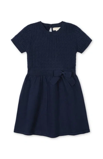 Hope & Henry Kids' Organic Short Sleeve Cable Sweater Dress In Blue