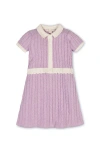 Hope & Henry Kids' Organic Short Sleeve Collared Button Front Sweater Dress In Multi
