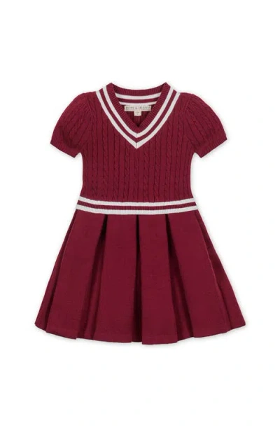 Hope & Henry Kids' Organic Short Sleeve Cricket Sweater Dress In Burgundy