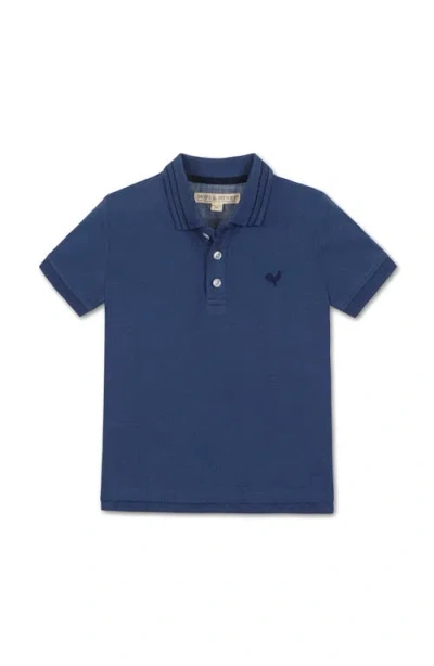 Hope & Henry Kids' Organic Short Sleeve Knit Pique Polo Shirt In Blue