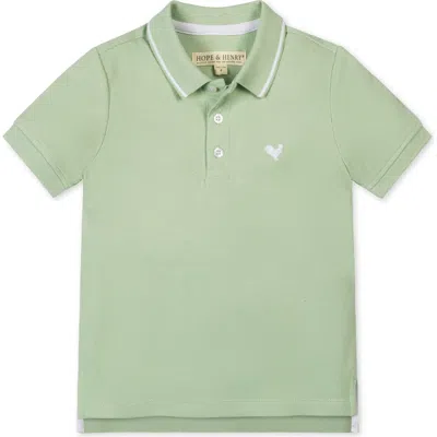 Hope & Henry Kids' Organic Short Sleeve Knit Pique Polo Shirt In Green