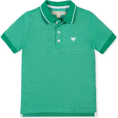 Hope & Henry Kids' Organic Short Sleeve Knit Pique Polo Shirt In Green