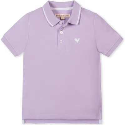 Hope & Henry Kids' Organic Short Sleeve Knit Pique Polo Shirt In Purple