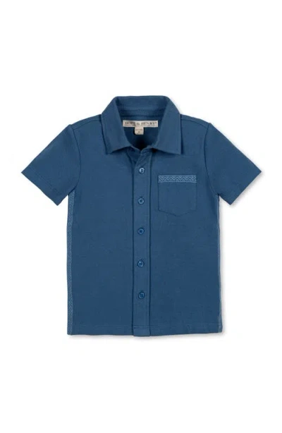 Hope & Henry Kids' Organic Short Sleeve Pique Shirt In Blue