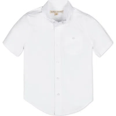 Hope & Henry Kids' Organic Short Sleeve Stretch Poplin Button Down Shirt In White
