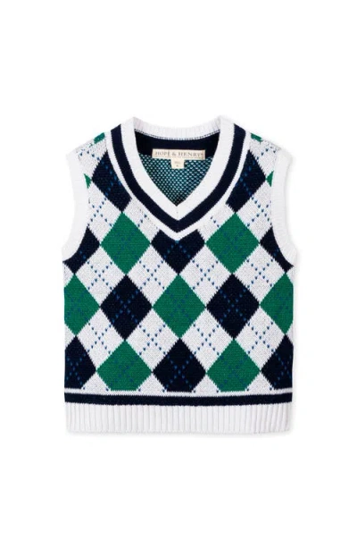 Hope & Henry Kids' Organic V-neck Argyle Sweater Vest In Multi