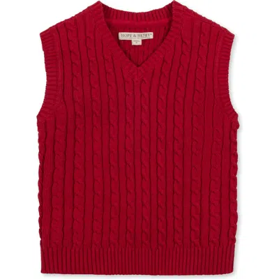 HOPE & HENRY HOPE & HENRY KIDS' ORGANIC V-NECK CABLE SWEATER VEST