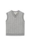 Hope & Henry Kids' Organic V-neck Cable Sweater Vest In Gray