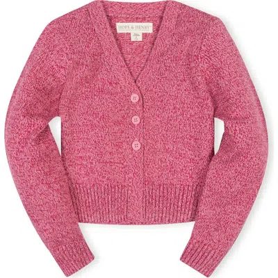 Hope & Henry Kids' Organic V-neck Cardigan Sweater In Pink