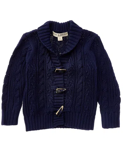 Hope & Henry Letterman Shawl Collar Sweater In Blue