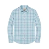 Hope & Henry Linen Button Down Shirt In Tea Room Blue Plaid