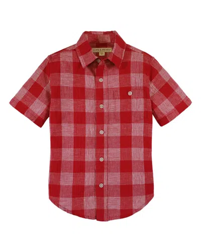 Hope & Henry Linen Button-down Shirt In Red
