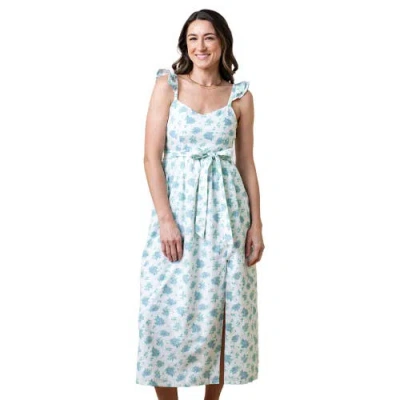 Hope & Henry Linen Flutter Party Dress In Coastal Cottage Floral