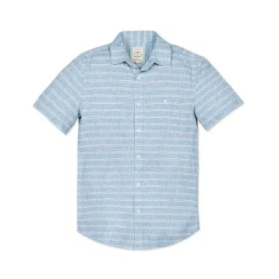 Hope & Henry Linen Short Sleeve Button Down Shirt In Mallorca Stripe