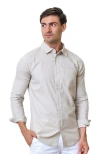 Hope & Henry Linen Short Sleeve Button Down Shirt In Stone Solid