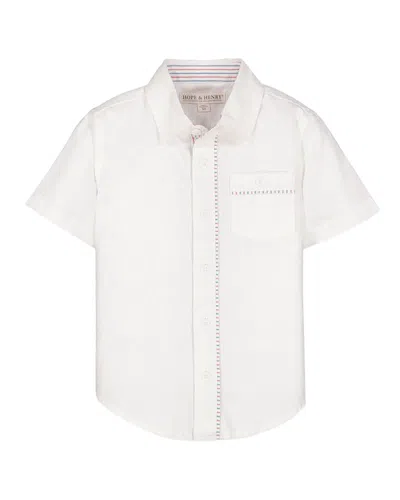 Hope & Henry Kids'  Linen Short Sleeve Shirt In White