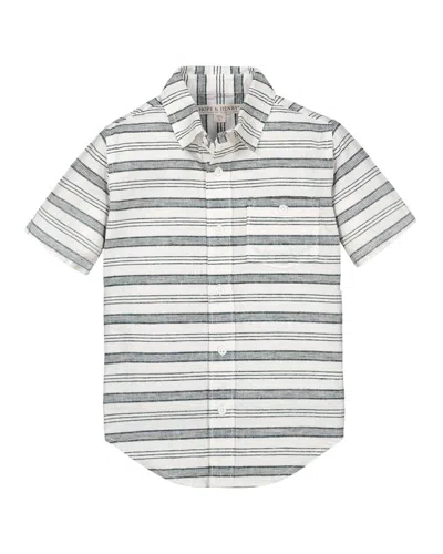 Hope & Henry Linen Short Sleeve Shirt In White