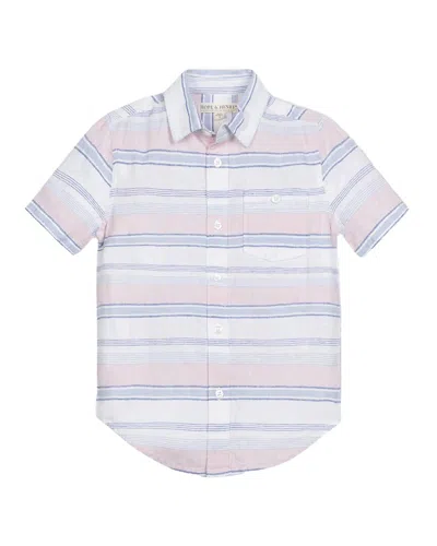 Hope & Henry Kids'  Linen-blend Shirt In Gray