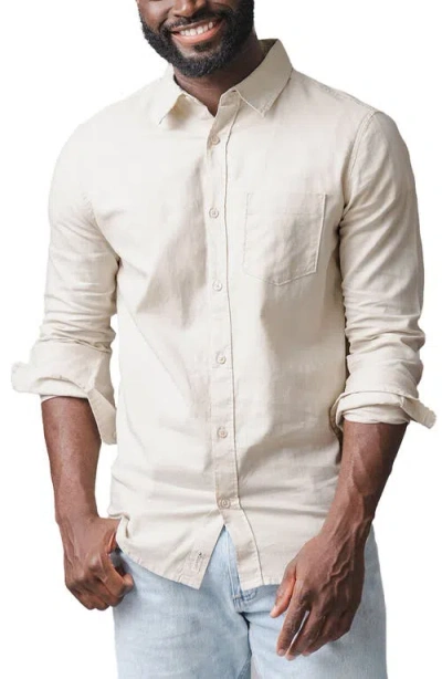 Hope & Henry Long Sleeve Solid Linen Shirt In White