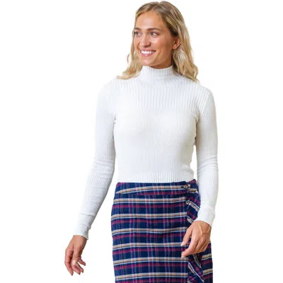 Hope & Henry Mock Neck Rib Knit Sweater In Soft White Structured Rib