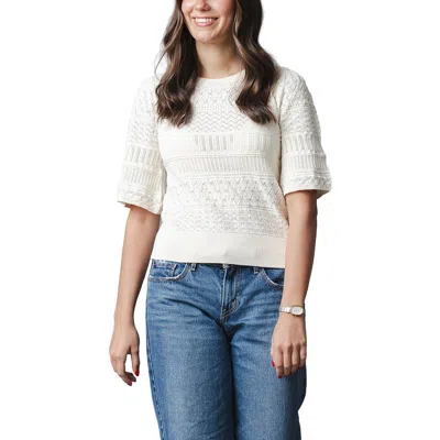 Hope & Henry Organic Bell Sleeve Pointelle Sweater Top In White