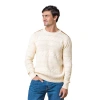 Hope & Henry Organic Cable Sweater With Suede Detail In Ivory Textured Cable Stripe