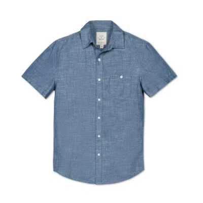Hope & Henry Organic Chambray Short Sleeve Shirt In Blue Chambray